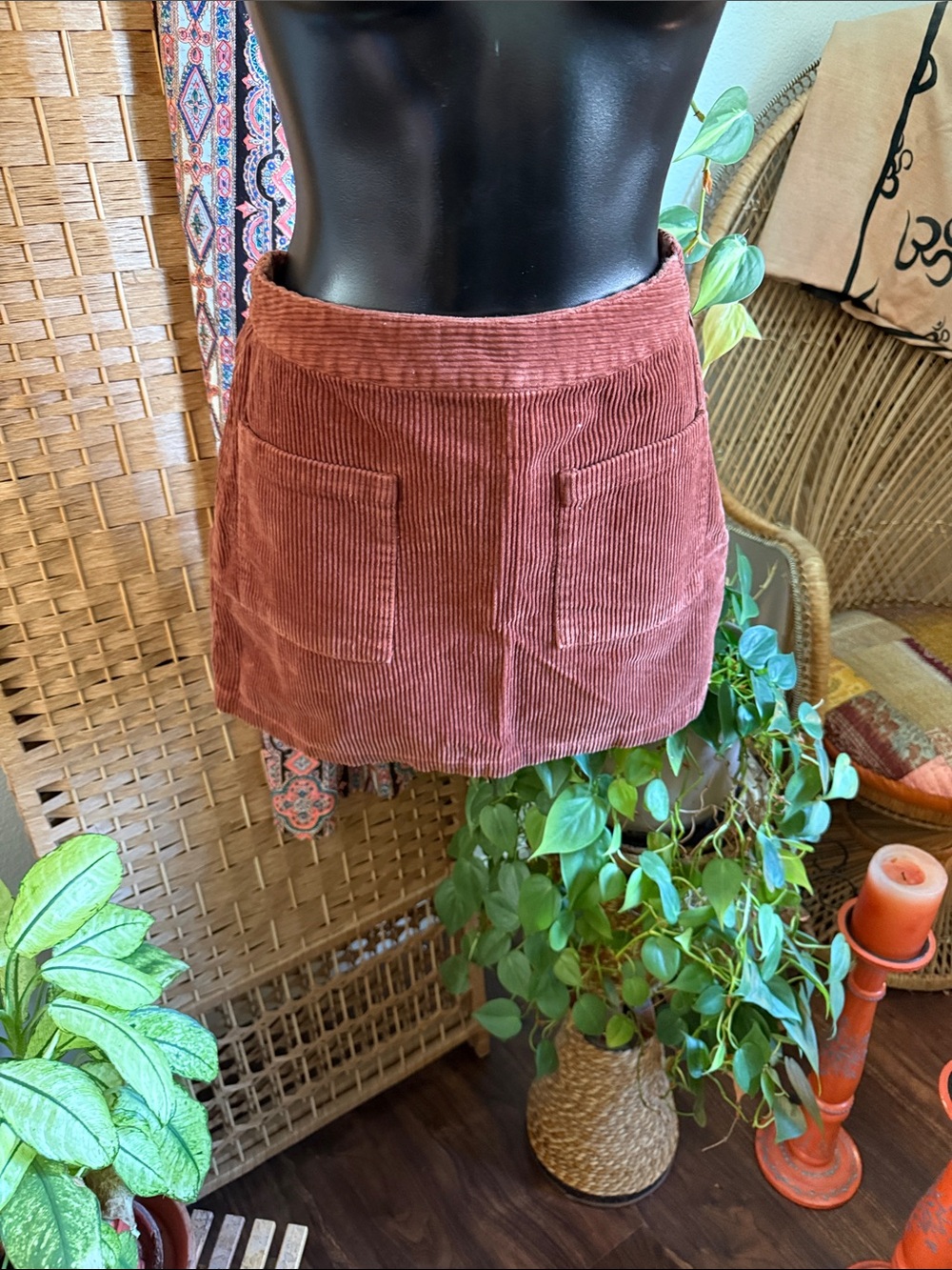 Forever 21 Rust Orange Corduroy Mini Skirt